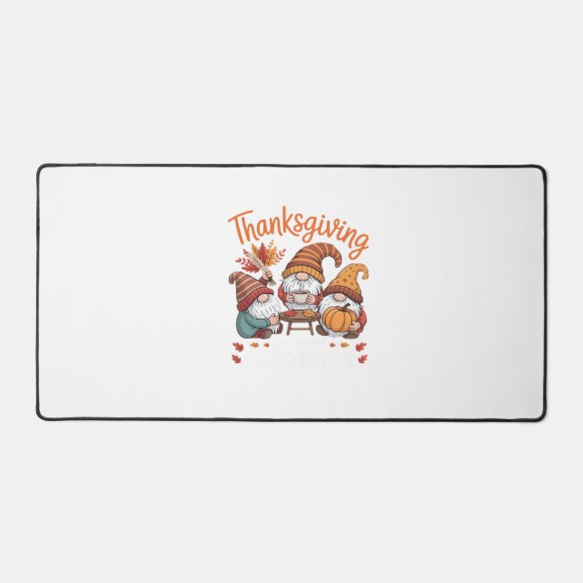 Thanksgiving Gnome Fall Leopard Turkey Essential T Desk Mat (Front)