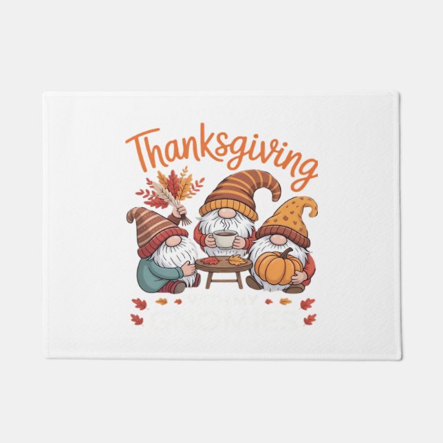Thanksgiving Gnome Fall Leopard Turkey Essential T Doormat (Front)
