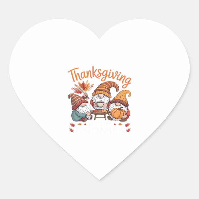 Thanksgiving Gnome Fall Leopard Turkey Essential T Heart Sticker (Front)