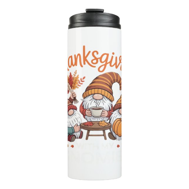 Thanksgiving Gnome Fall Leopard Turkey Essential T Thermal Tumbler (Front)