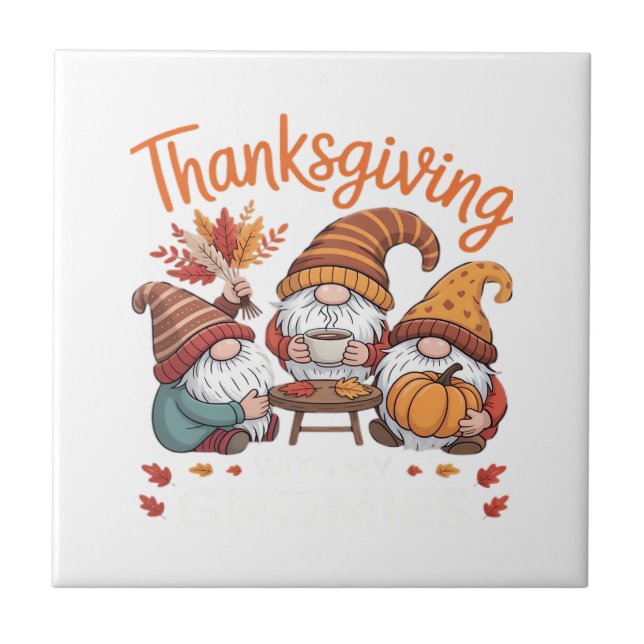 Thanksgiving Gnome Fall Leopard Turkey Essential T Tile (Front)