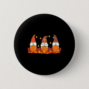 Thanksgiving Gnomes  Cute Pumpkin Autumn Gnome  6 Cm Round Badge