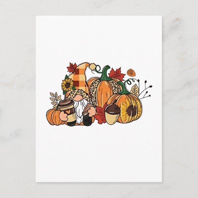 Thanksgiving Gnomes Fall Leaves Gnomes Funny Fall  Invitation Postcard (Front)