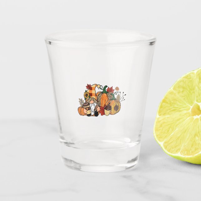 Thanksgiving Gnomes Fall Leaves Gnomes Funny Fall  Shot Glass (Front)