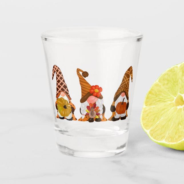 Thanksgiving Gnomes Shot Glass (Front)