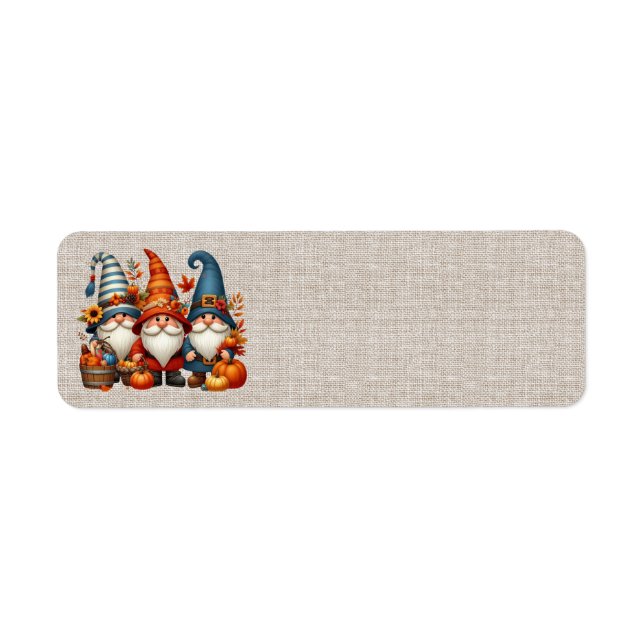 Thanksgiving Gnomes Trio Address Labels (Front)