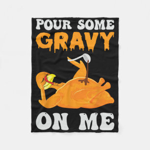Thanksgiving Gobble Coquette Bow Cute Turkey Leave Fleece Blanket