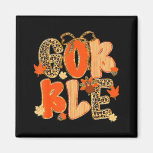 Thanksgiving Gobble Coquette Preppy Leopard Turkey Magnet