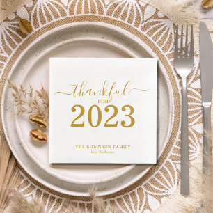 Thanksgiving Gold Script Personalised Napkin