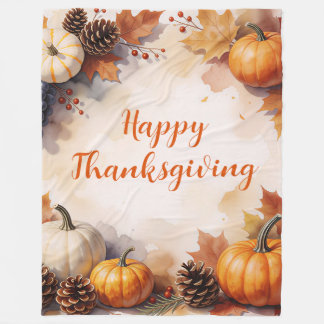 Thanksgiving Golden Modern Autumn Collection Fleece Blanket
