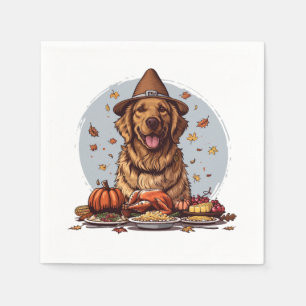 Thanksgiving Golden Retriever Dog Napkin