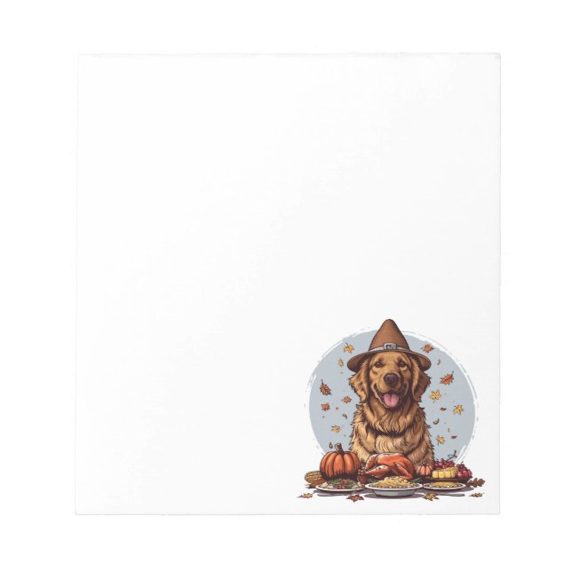 Thanksgiving Golden Retriever Dog Notepad (Front)