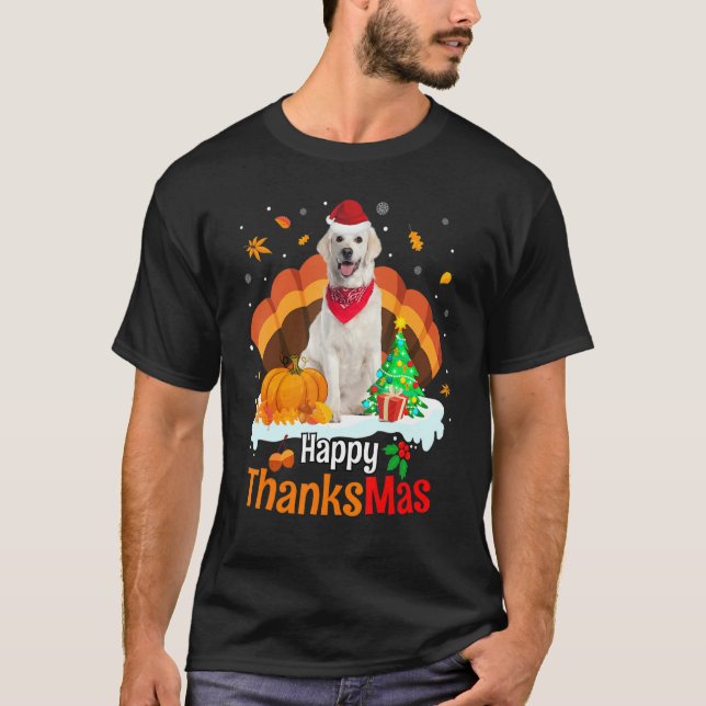 Thanksgiving Golden Retriever Happy Christmas Than T-Shirt (Front)