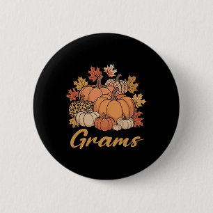 Thanksgiving Grams Leopard Pumpkin Grams Women  6 Cm Round Badge