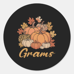 Thanksgiving Grams Leopard Pumpkin Grams Women  Classic Round Sticker