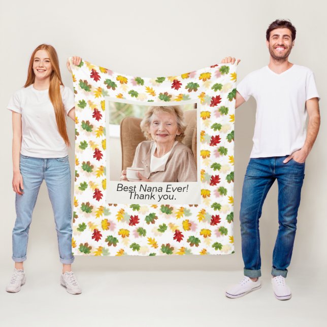 Thanksgiving Grandparents Gift Fall Leave Colourfu Fleece Blanket (In Situ)