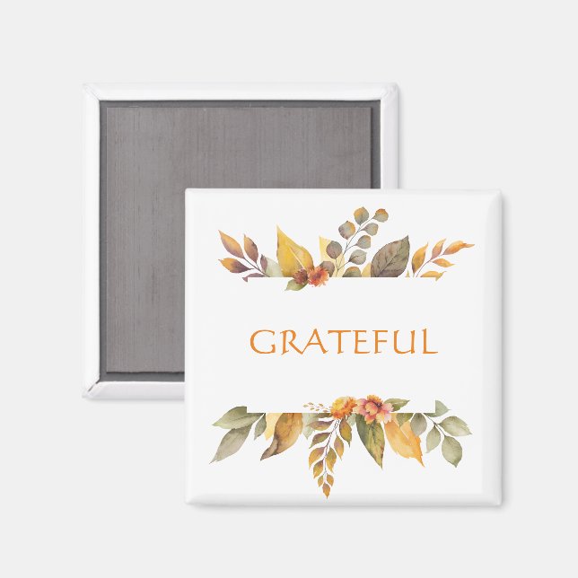 Thanksgiving GRATEFUL Fall Foliage Autumn Fun Magnet (Front/Back)