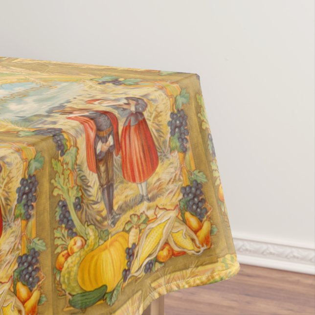 Thanksgiving Grateful Pilgrims Table Cloth (In Situ)