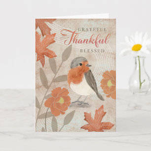 Thanksgiving Grateful Thankful Blessed Robin  Card