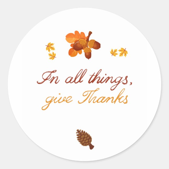 Thanksgiving Gratitude  Classic Round Sticker (Front)