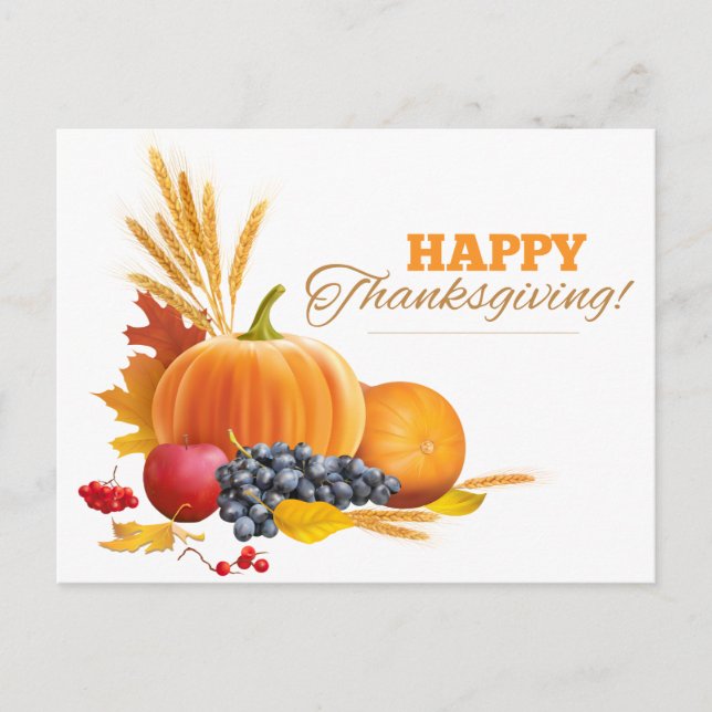 Thanksgiving Gratitude Holiday Postcard (Front)