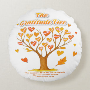 Thanksgiving Gratitude Tree Round Pillow