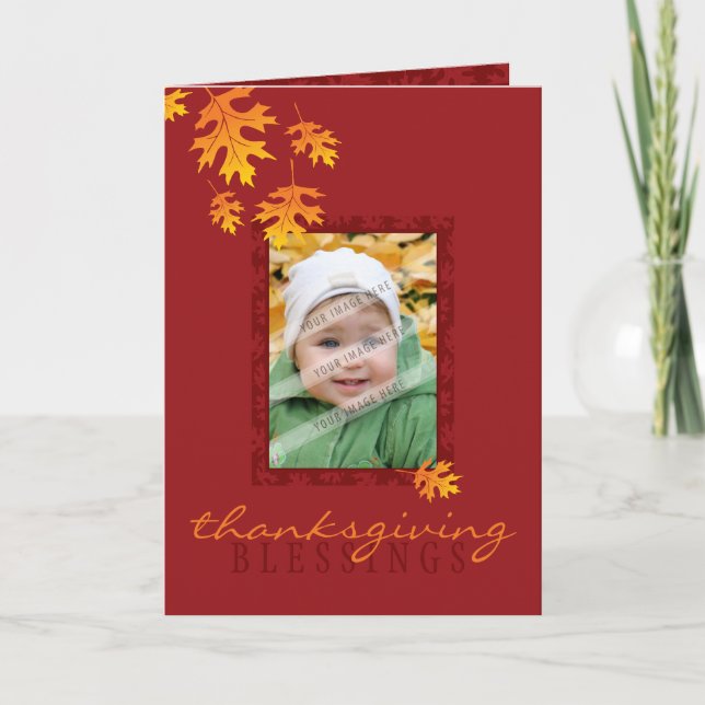 THANKSGIVING GREETING CARD :: mache leaves 1 (Front)