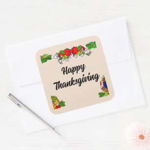 THANKSGIVING GREETING SQUARE STICKER