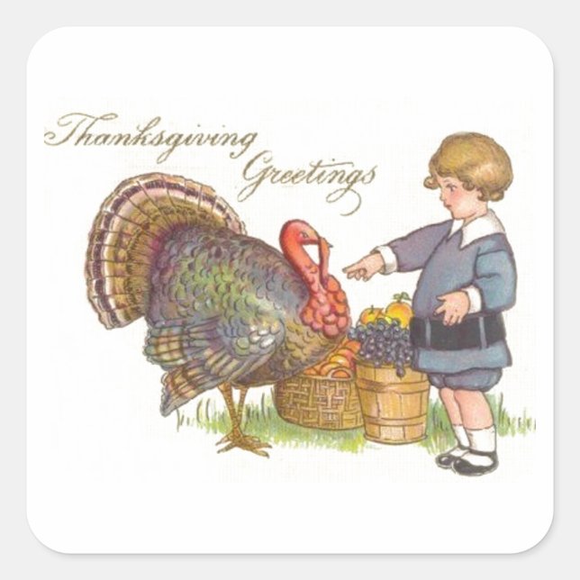Thanksgiving Greetings Square Sticker (Front)