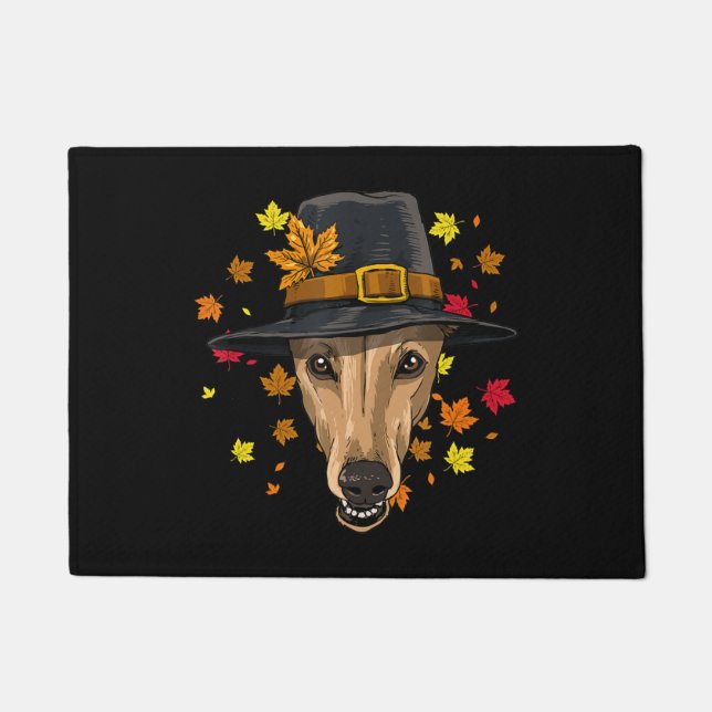 Thanksgiving Greyhound Pilgrim Costume Men Women Doormat (Front)