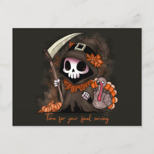 Thanksgiving Grim Reaper Holiday Postcard
