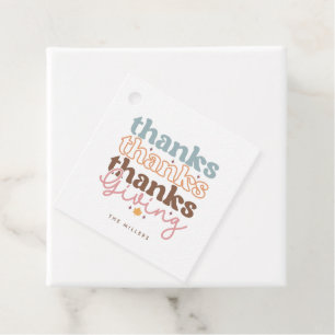 Thanksgiving groovy typography design favour tags