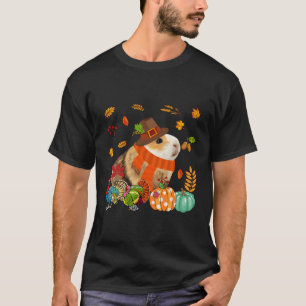 Thanksgiving Guinea Pig With Turkey Fall Pumpkins  T-Shirt