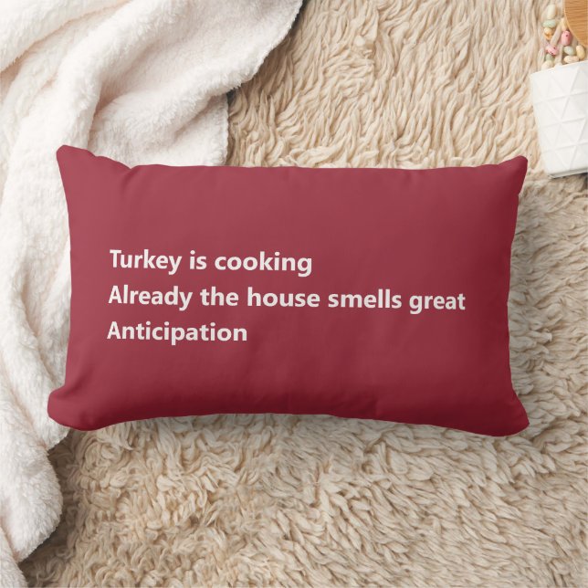 Thanksgiving Haiku Poem Minimal Burgundy Red Lumbar Cushion (Blanket)