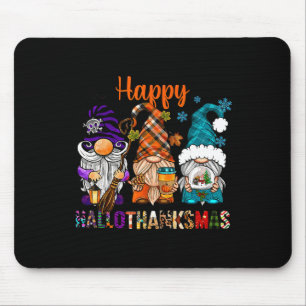 Thanksgiving Halloween Christmas Happy Hallothanks Mouse Pad