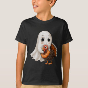 Thanksgiving Halloween Cute Ghost And Turkey Frien T-Shirt