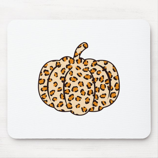 Thanksgiving Halloween Fall animal Leopard Pumpkin Mouse Pad (Front)