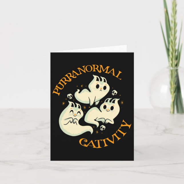 Thanksgiving Halloween Fall Funny Cute Purranormal Card (Front)