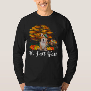 Thanksgiving Halloween It's Fall Y'all Corgi Dog T-Shirt