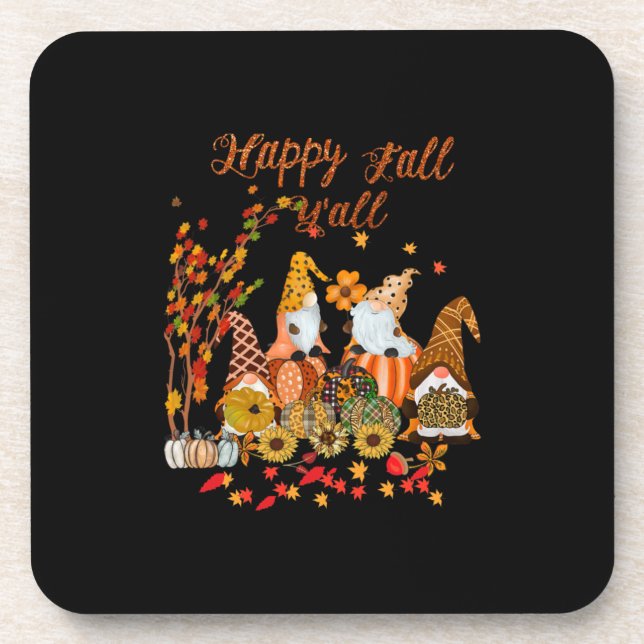 Thanksgiving Happy Fall Yall Gnome Leopard Coaster (Front)