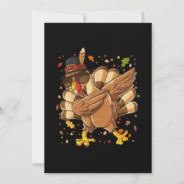 Thanksgiving-Happy Thanksgiving Dabbing Turkey Save The Date (Front)