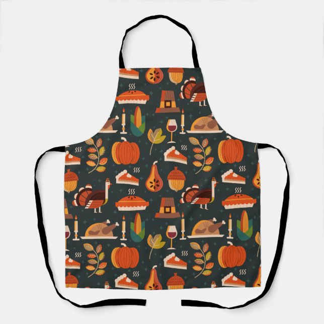 Thanksgiving Happy Turkey Day pattern gift Apron (Front)