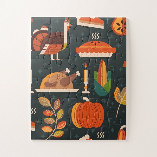 Thanksgiving Happy Turkey Day pattern gift Jigsaw Puzzle (Vertical)