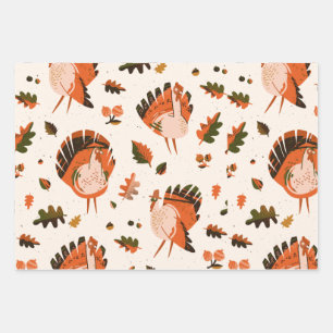 Thanksgiving Happy Turkey Day pattern gift Wrapping Paper Sheet
