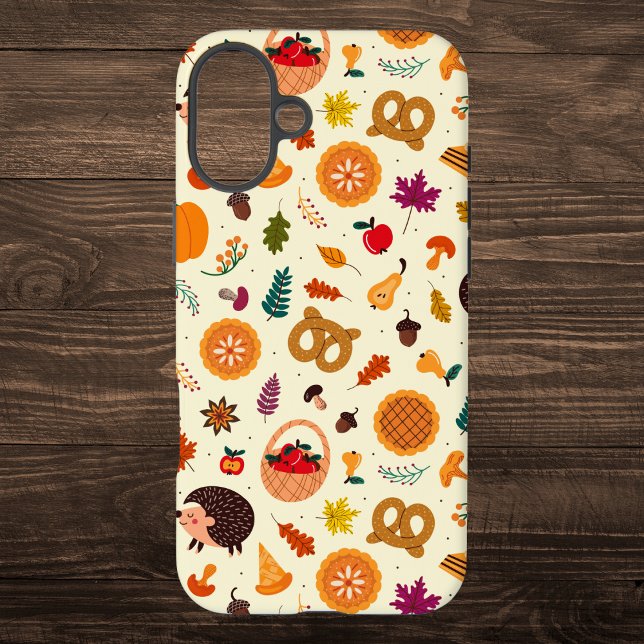 Thanksgiving Harvest and Hedgehog Pattern Case-Mate iPhone Case (Creator Uploaded)
