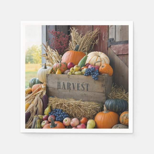 Thanksgiving Harvest Crate Napkin (Front)
