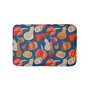 Thanksgiving Harvest: Pumpkin Vintage Art Bath Mat
