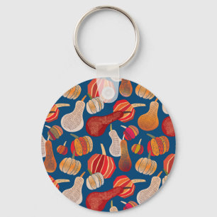Thanksgiving Harvest: Pumpkin Vintage Art Key Ring