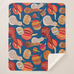 Thanksgiving Harvest: Pumpkin Vintage Art Sherpa Blanket