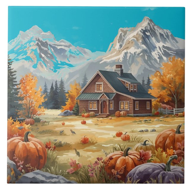 Thanksgiving,Harvest Time Happiness  Tile (Front)